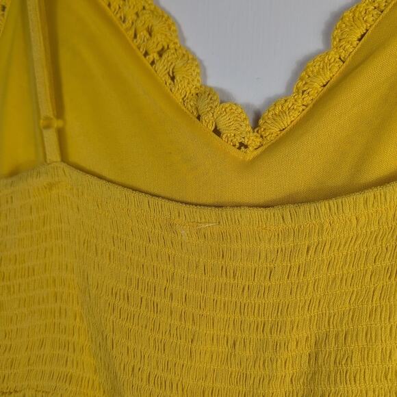 Blush Womens L Yellow Crochet Peplum Cami Boho Ruffle Hem Y2K Festival Top - Picture 6 of 9